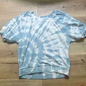 White and blue tie dyed top